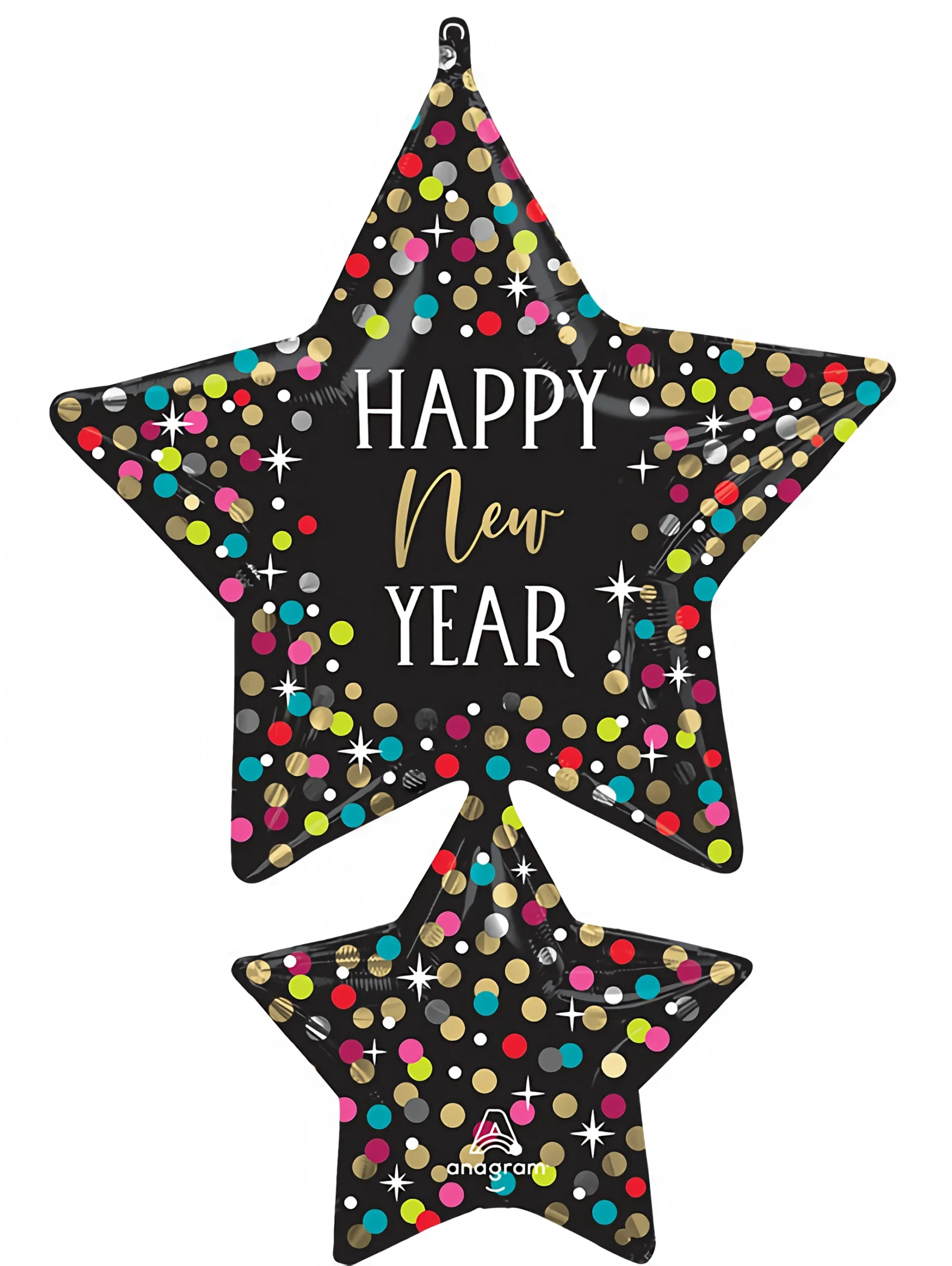 Jumbo Happy new years colorful confetty starts foil balloon